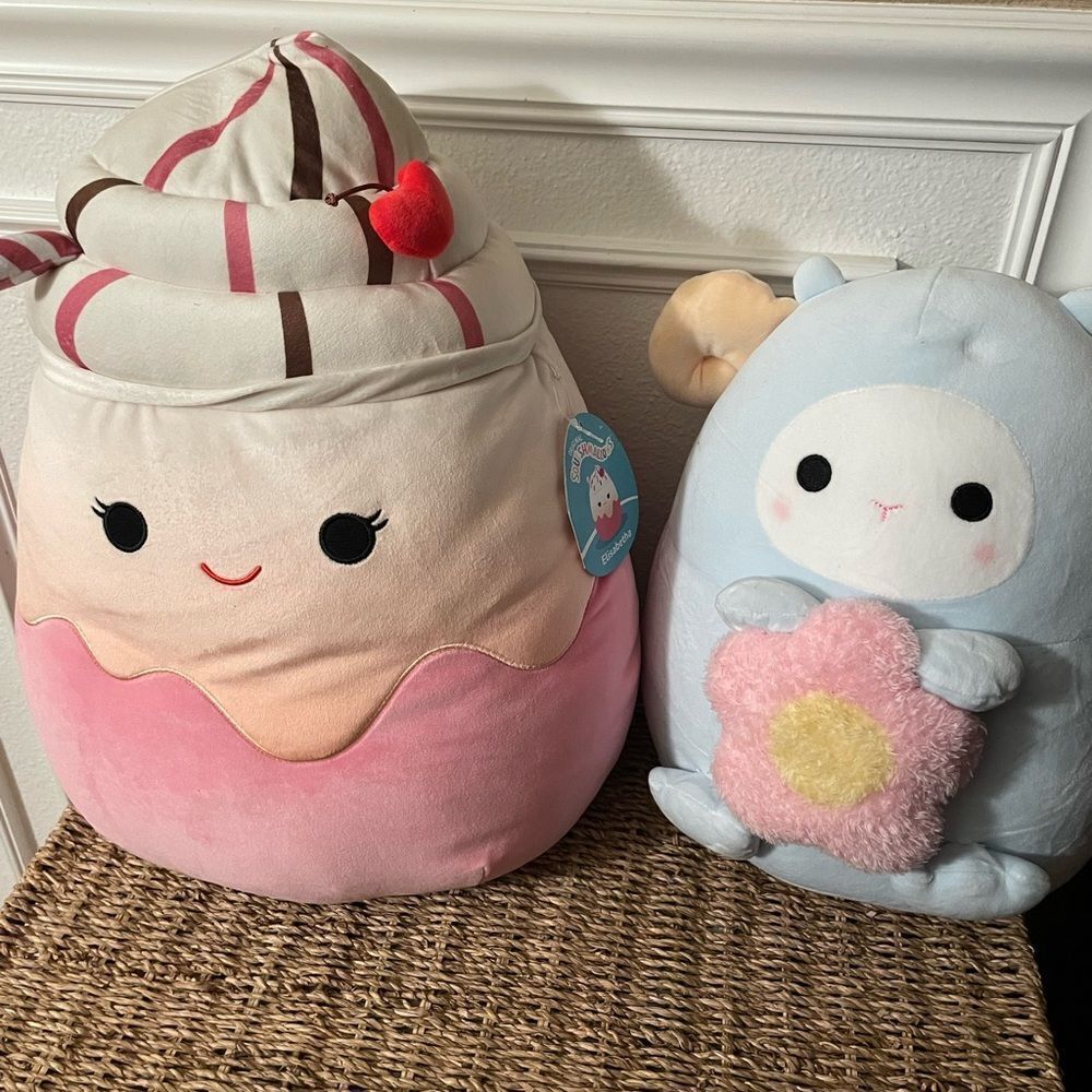 Elizabetha 17 Inch Large Squishmallow Plush & Mary The Sheep Mochi Plush
